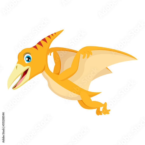 Cartoon funny pterodactyl dinosaur flying