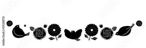 Flower Birds [ line mono ]