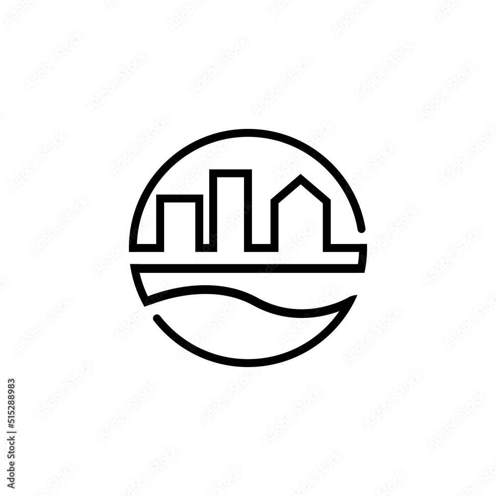 city simple logo in circle logo design monochrome city simple logo in circle logo design monochrome