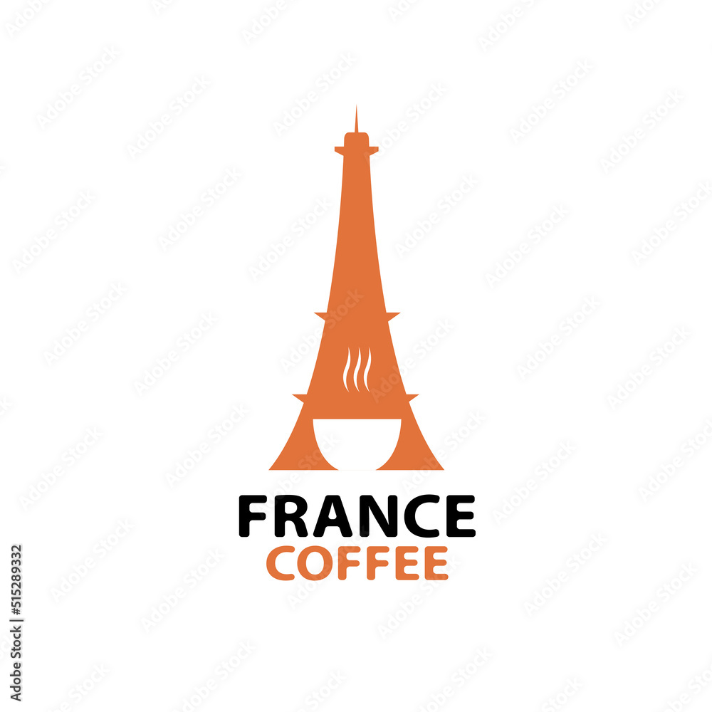 coffee logo with orange eiffel tower