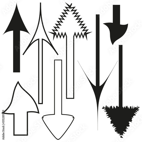 Different arrows in sketch style. Sketch flat drawing. Vector illustration. stock image. 