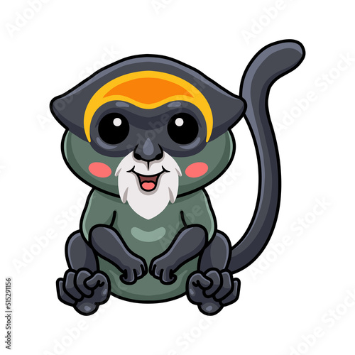 Cute de brazza's monkey cartoon sitting photo