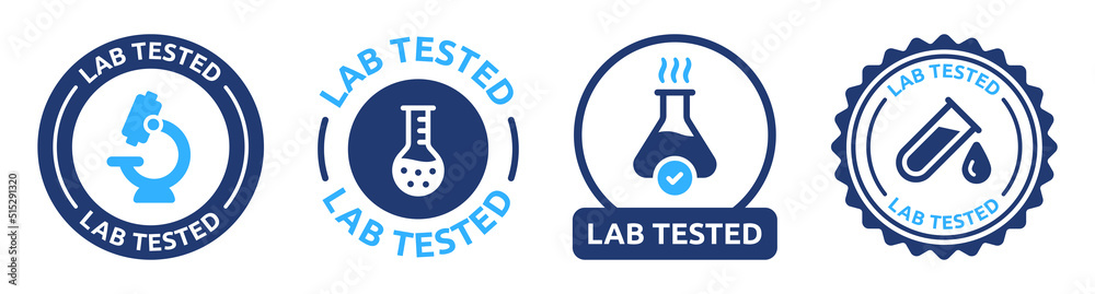Lab tested vector icon set. Product quality control proven by ...