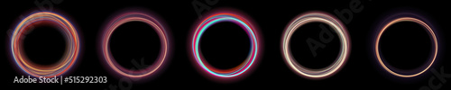 Set of colorful circle ring frame backgrounds. Use photoshop layer mode lighten, screen, linear dodge (add) to remove the background