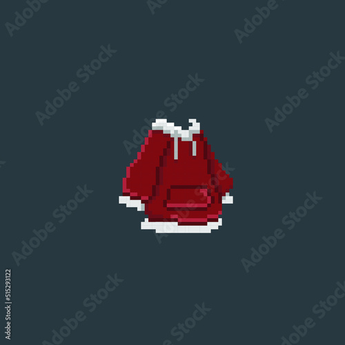 red hoodie in pixel art style