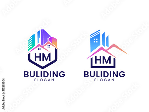 HM Creative real estate logo, HM Construction HM Architecture HM Building Logo Design Bundle vector templates 