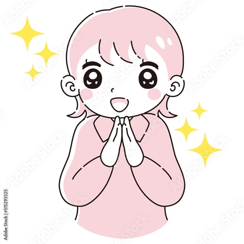 ときめく女性のイラスト（シャツ着用）