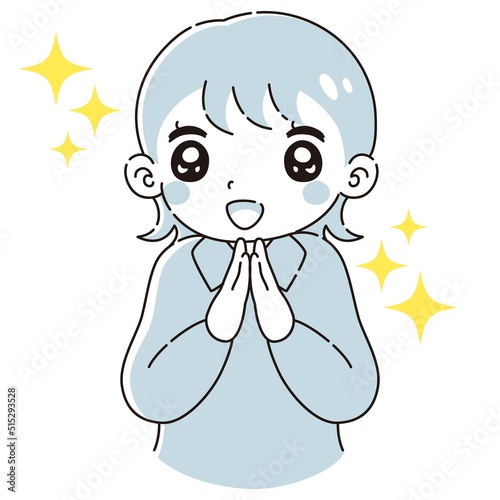 ときめく女性のイラスト（シャツ着用）