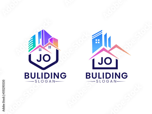 JO Creative real estate logo, JO Construction JO Architecture JO Building Logo Design Bundle vector templates 