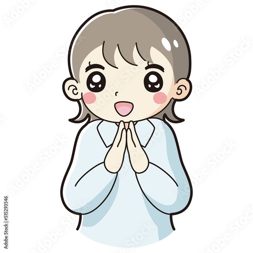 ときめく女性のイラスト（シャツ着用）