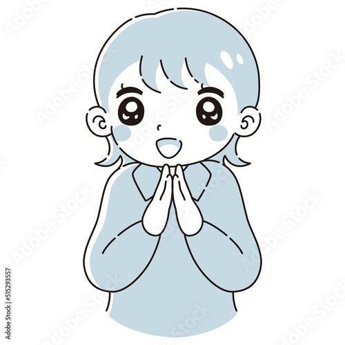 ときめく女性のイラスト（シャツ着用）