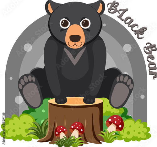 Fototapeta Naklejka Na Ścianę i Meble -  Cute black bear in cartoon flat style