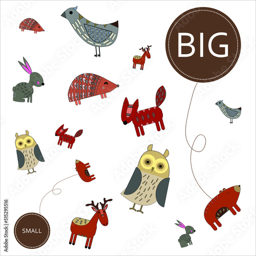 Match the animals by size big or small. Children s educational game.