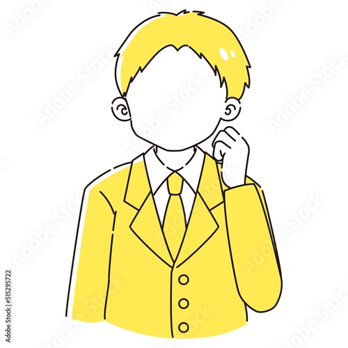 ガッツポーズをするスーツを着た男性のイラスト