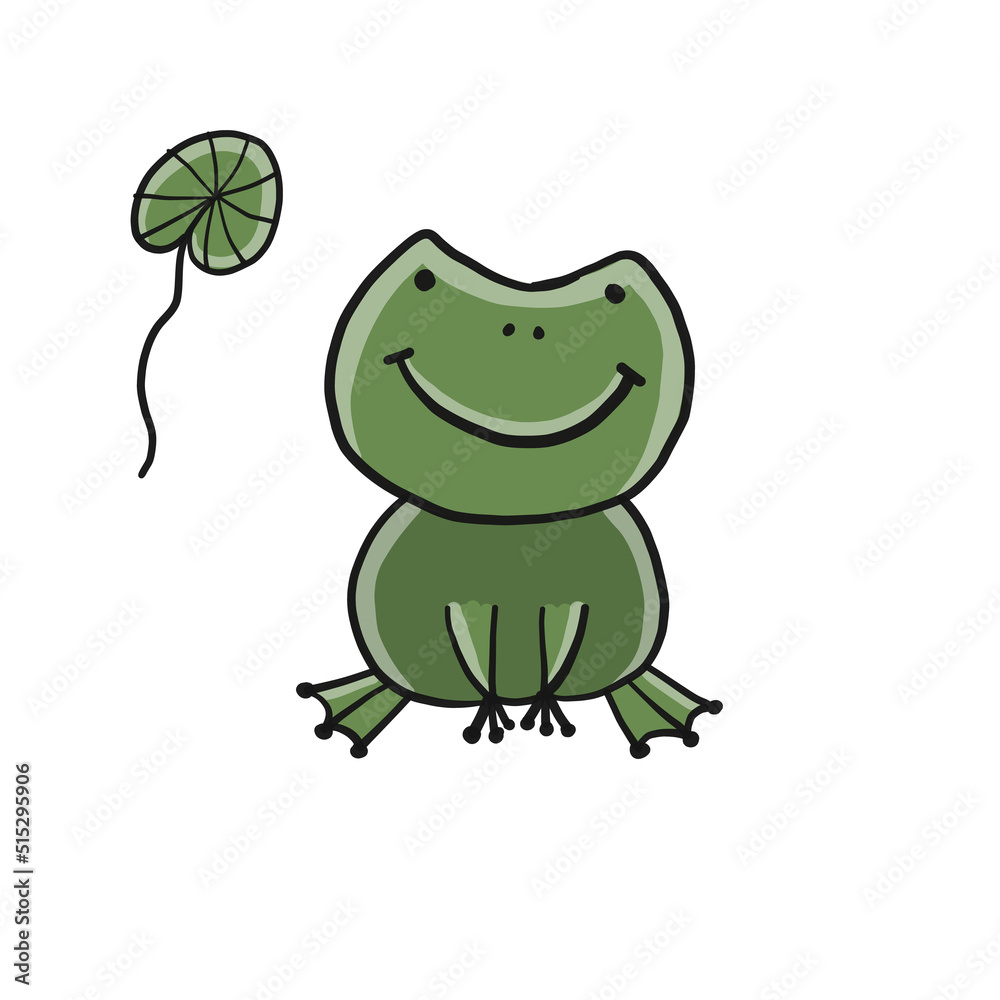 Little funny frog. Isolated on white background. Cartoon for your design