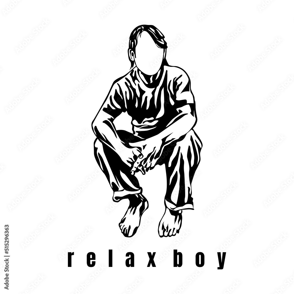 Fototapeta premium relax boy illustration icon logo design vector 