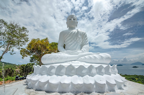 Luang Pho Tanjai, a large white Buddha image located on Koh Tan, Samui, Thailand. photo