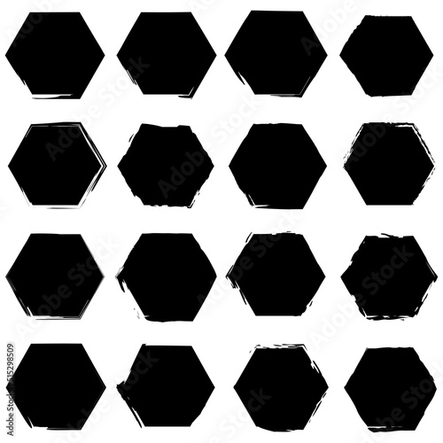 brush hexagons. Banner template design. Grunge texture. Brush texture. Vector illustration. stock image.