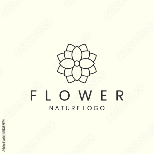 flower with linear style logo icon vector illustration. nature, floral, template design