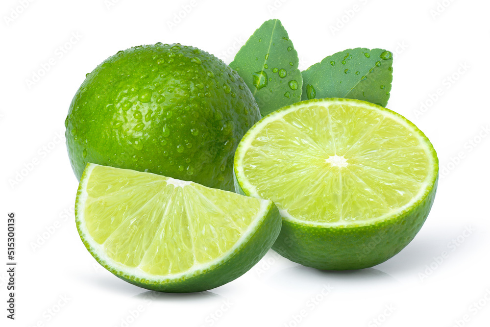 lime and slice isolated on white background lime and slice isolated on white background