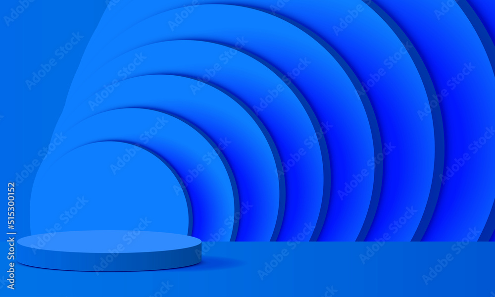 Fototapeta premium blue podium in the blue studio room 