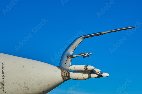 The head fairing of a military aircraft. Pitot tubes.  photo