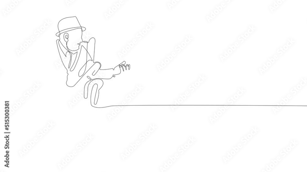Continuous one line drawing of Closeup portrait elderly 70s grandfather sitting in vintage armchair. European male posing at rustic home. High quality 4k footage Continuous one line drawing of Closeup portrait elderly 70s grandfather sitting in vintage armchair. European male posing at rustic home. High quality 4k footage