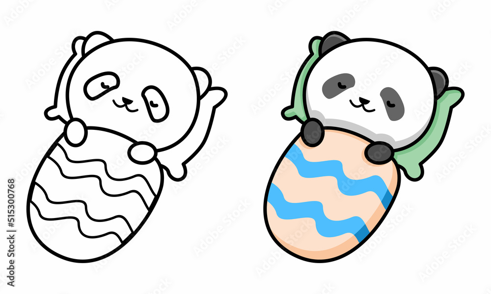 Obraz premium Cute sleeping panda coloring page for kids