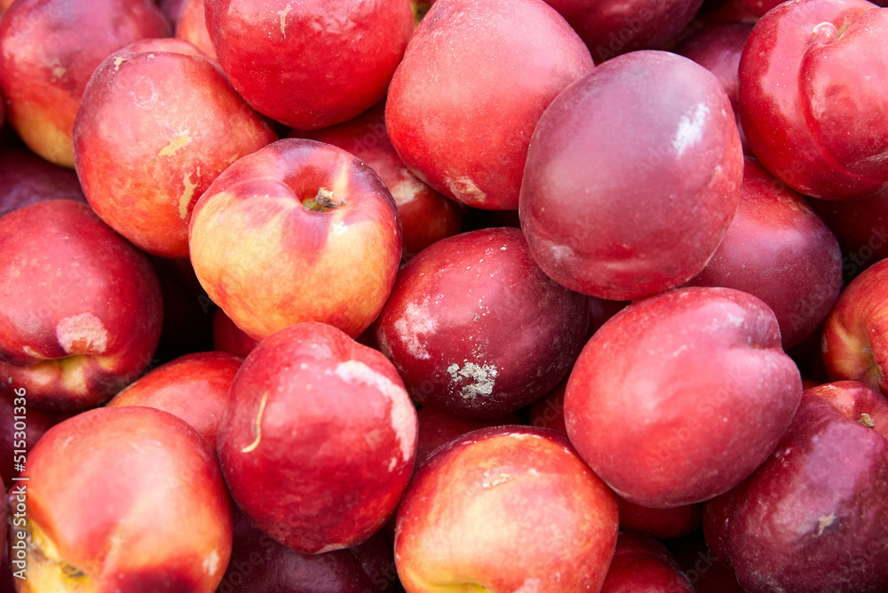 Fresh ripe red apples as background. High quality photo