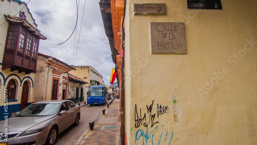 Beautiful spanish style colonial street of bogota colombia