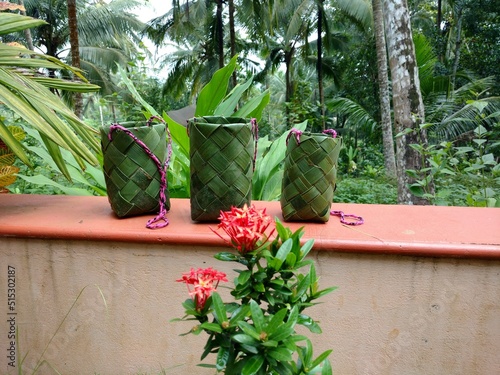 A traditional flower pot for onam festival photo