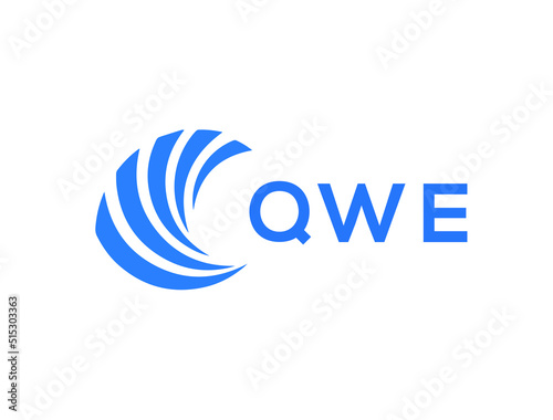 QWE Flat accounting logo design on white background. QWE creative initials Growth graph letter logo concept. QWE business finance logo design.
 photo