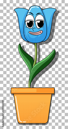 Flower cartoon character in pot