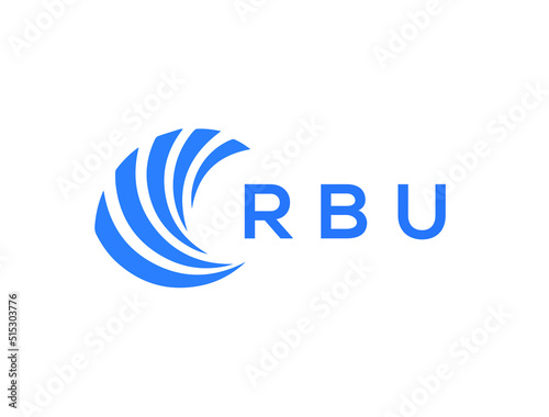 RBU Flat accounting logo design on white background. RBU creative initials Growth graph letter logo concept. RBU business finance logo design.
 photo