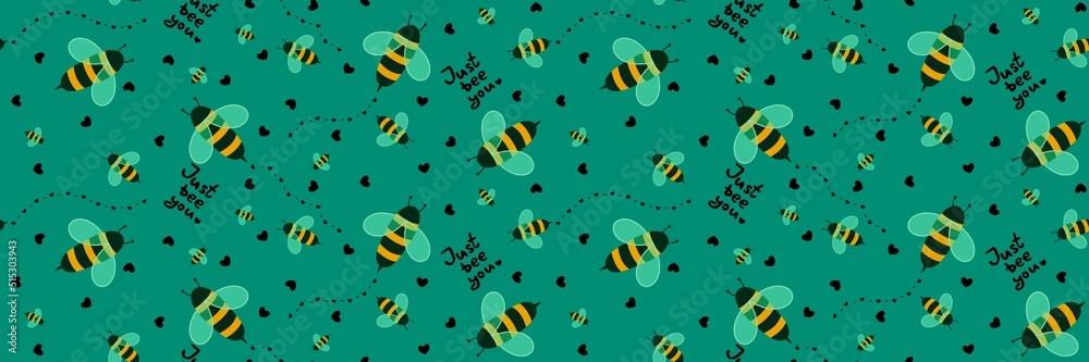 Kids seamless bee pattern for fabrics and packaging and gifts and cards and linens and wrapping paper