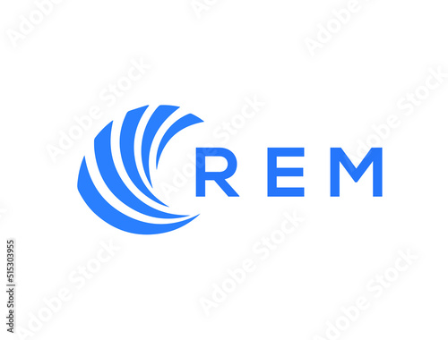 REM Flat accounting logo design on white background. REM creative initials Growth graph letter logo concept. REM business finance logo design.
