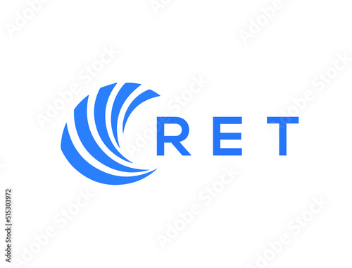 RET Flat accounting logo design on white background. RET creative initials Growth graph letter logo concept. RET business finance logo design.
