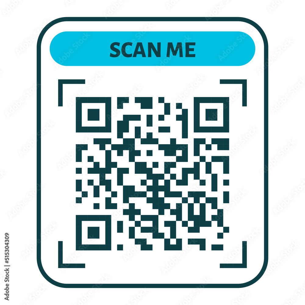 Scan me QR code design. QR code for payment, text transfer with scan me button. Vector illustration isolated in white background Scan me QR code design. QR code for payment, text transfer with scan me button. Vector illustration isolated in white background