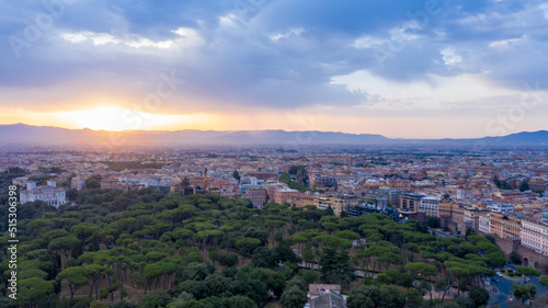 Aerial views of Rome sunrise, Italy