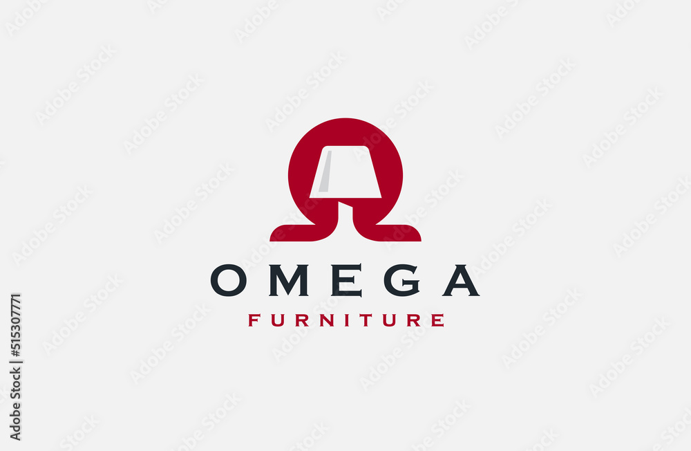 Omega furniture logo icon design template flat vector stock vector