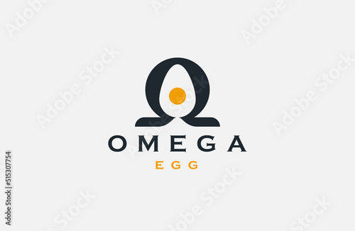 Omega egg logo icon design template flat vector illustration