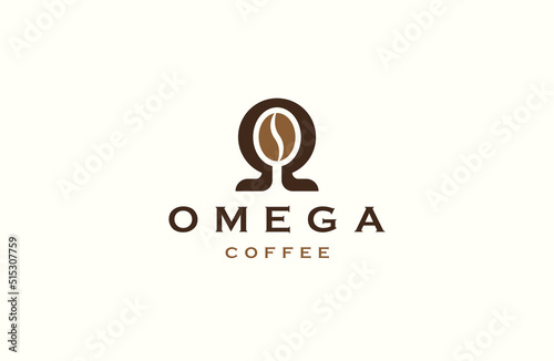 Omega coffee logo icon design template flat vector