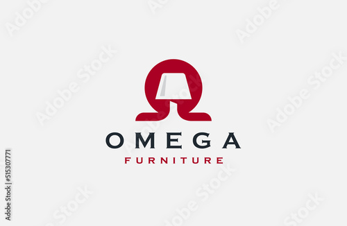 Omega furniture logo icon design template flat vector
