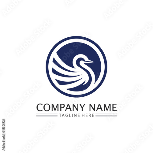 Birds and swallow dove logo design and vector animal wings and flying bird