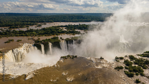 Iguazu Waterfalls in Brazil. Aerial View © FootageLab