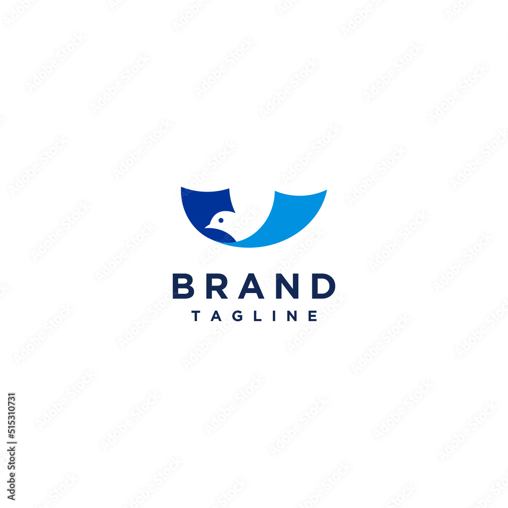 Blue Paper With Bird Silhouette in the Center. Dove Head Silhouette Among Floating Paper Logo Design. Blue Paper With Bird Silhouette in the Center. Dove Head Silhouette Among Floating Paper Logo Design.