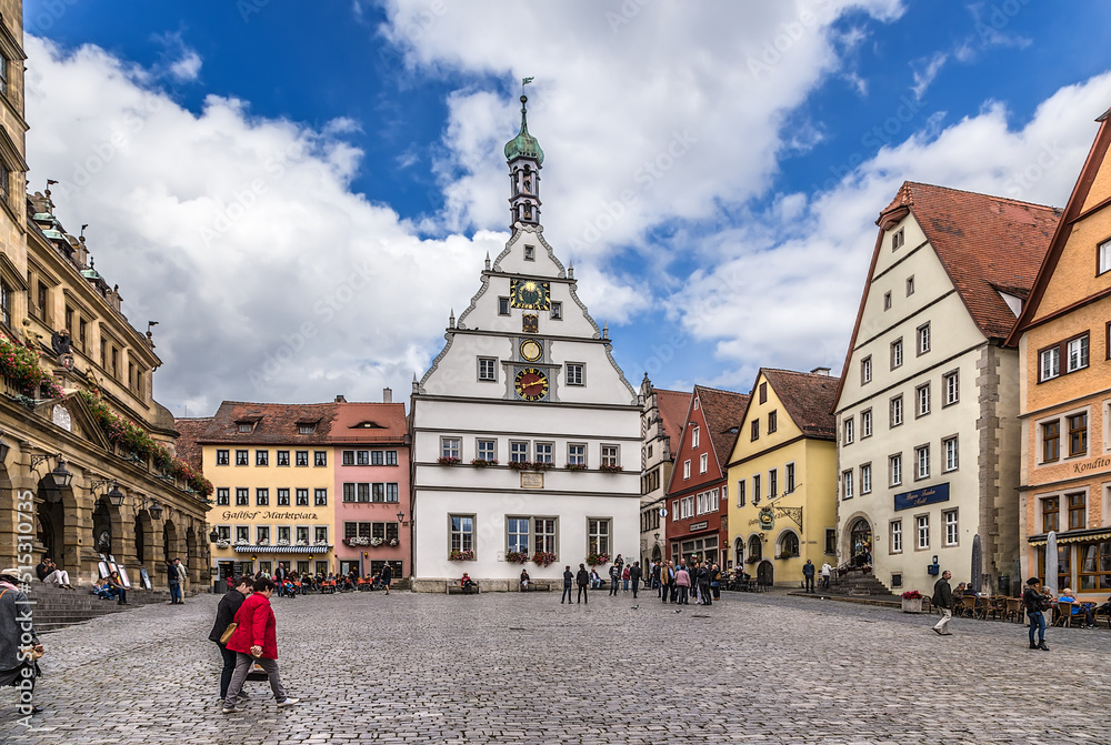 Obraz premium Rothenburg ob der Tauber, Germany. Scenic view of the Market Square