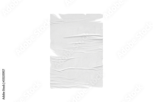 Blank grange ripped glued poster mockup isolated on white background. 3d rendering. © Leyla