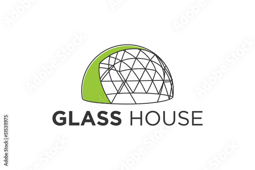 Glasshouse hothouse logo design agricultural environment modern farming houseplant gardening