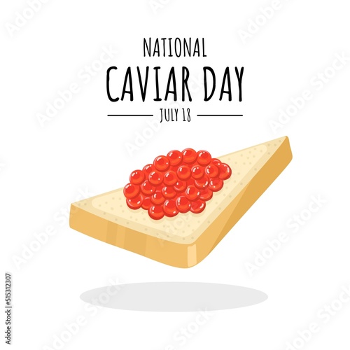 vector illustration, caviar on toast, isolated on white background, as a banner or poster, national caviar day.